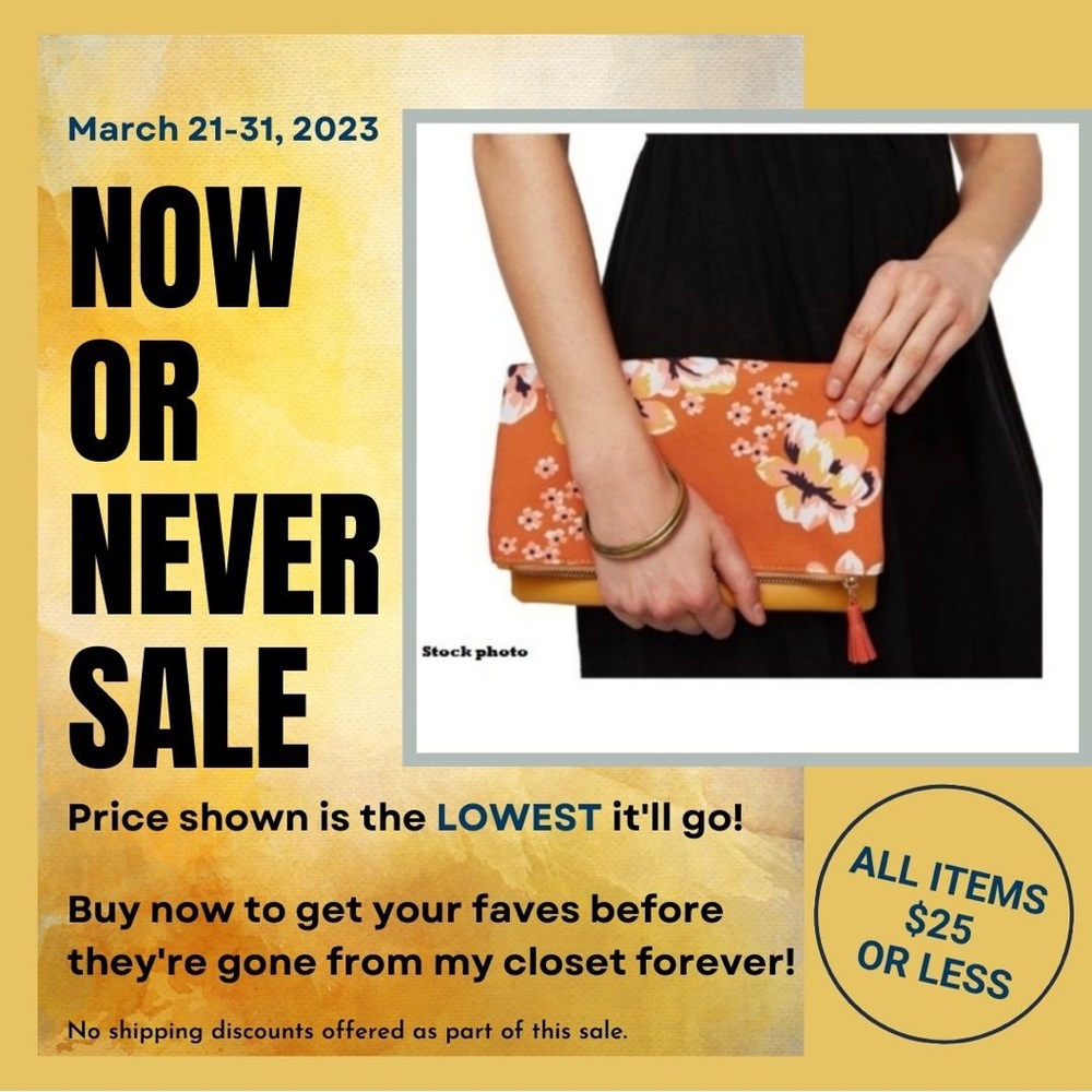 RACHEL PALLY Orange Floral “Zahara” Fold-over Clutch, NWOT